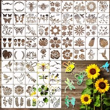 65Pcs Small Stencils for Painting on Wood Burning 3 x 3 inches, white clear