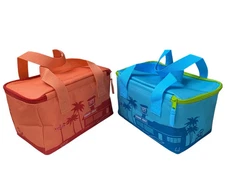 Trader joe's Mini Insulated Bags  PEACH & BLUE NEW LIMITED  EDITION SET OF 2 NWT