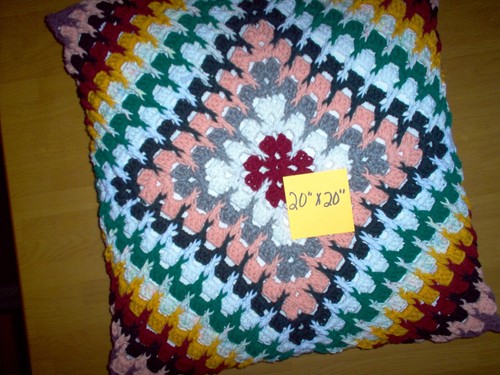 New, hand crafted/crochet large floor pillow, 20" x 20" - Picture 3 of 4