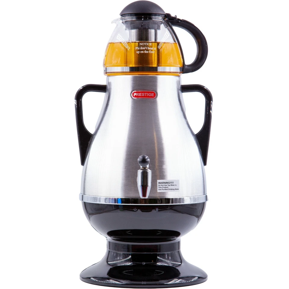 Black Electric Samovar - 3.2L Stainless Steel Tea Maker with Glass Teapot - Image 2 of 4
