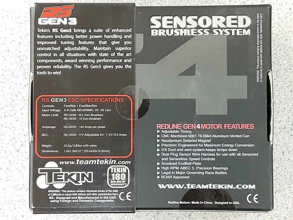 Tekin RS Gen3 Sensored Brushless ESC/Gen4 Motor Combo 8.5T TEKTT2799 New!! - Image 2 of 4