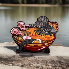 Japan Godzilla Chilling Ramen Bowl Embroidered Hook/Loop Morale Patch