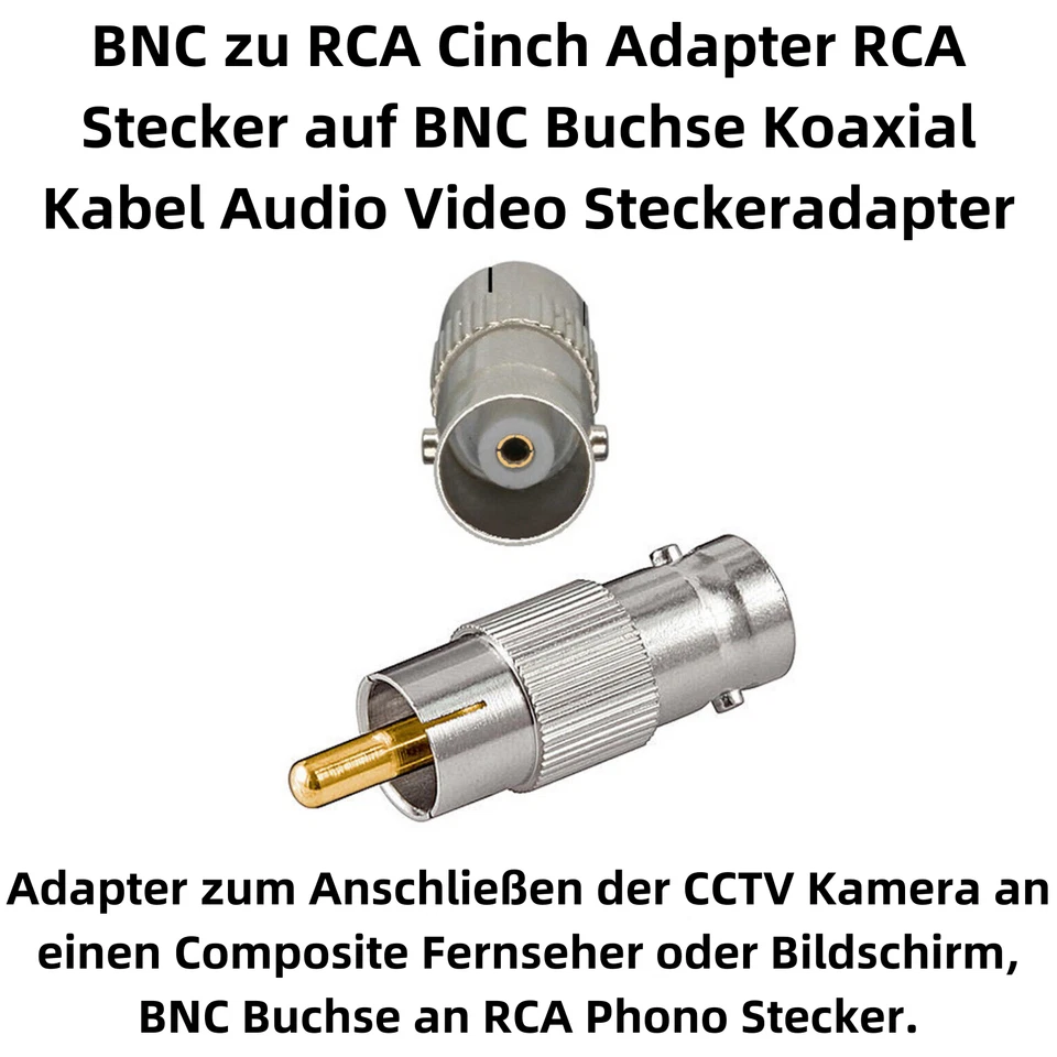 H08 BNC A RCA Adaptador – Conector RCA A Toma BNC, Cable De Audio/Video Coaxial - Imagen 2 de 4