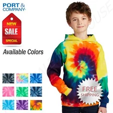Port & Company Tie-Dye Youth Pullover Hooded Sweatshirt With Pockets M-PC146Y