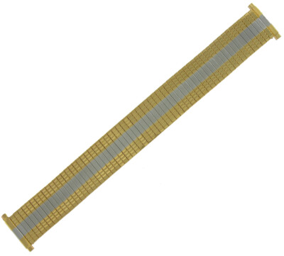 Hirsch 17-22mm Flatline Two Tone Gold Tone Expansion Watch Band Vintage