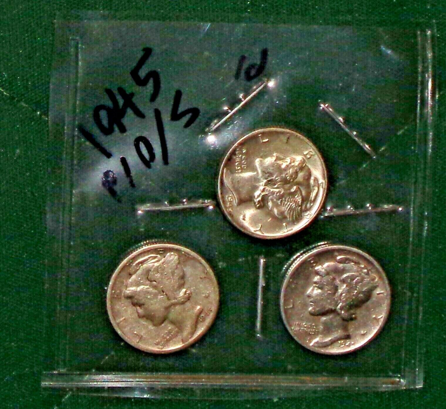 THREE VERY GOOD TO EXTREMEL FINE 1945 SILVER MERCURY DIMES - FRO
