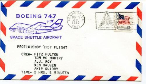 1980 Boeing 747 Space Shuttle Aircraft Fulton Murtry Roy Haugen Guidry Edwards - Bild 1 von 1