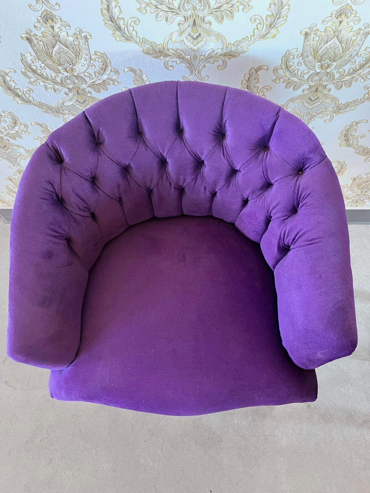 Sofa Chair Velvet Purple Baroque Style Armchair Velvet Fabric Small