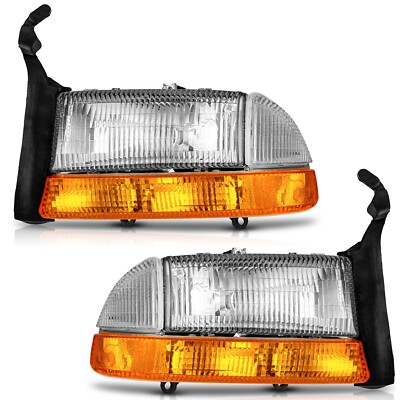 WEELMOTO For 1997-2004 Dodge Dakota / 98-03 Dodge Durango Pair Headlights Chrome