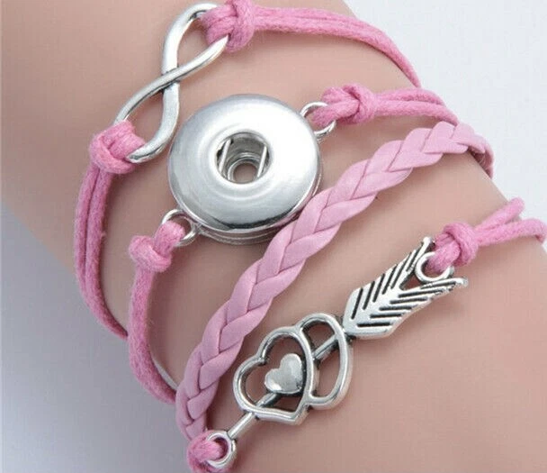 Pulsera Noosa de Cuero Rosa Cupido Infinito Ajuste Botones 18mm Foto 2 de 2