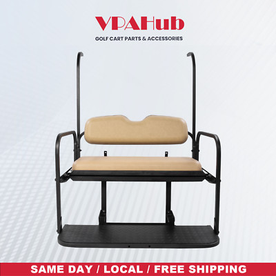 VPAHub Golf Cart Rear Flip Seat for Yamaha G14 G16 G19 G22 Models, Tan Cushions