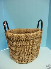 Medium Round Seagrass Wicker Laundry Toys Legos Storage Basket NEW 14.5X12.5
