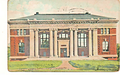 Postcard ME Lewiston Maine Bates College Coram Library Vintage  D25