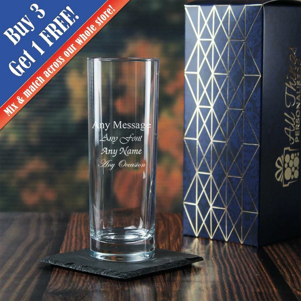 ALL THINGS PERSONALISED Personalised Engraved 315ml Tall Highball Glass with Gift Box