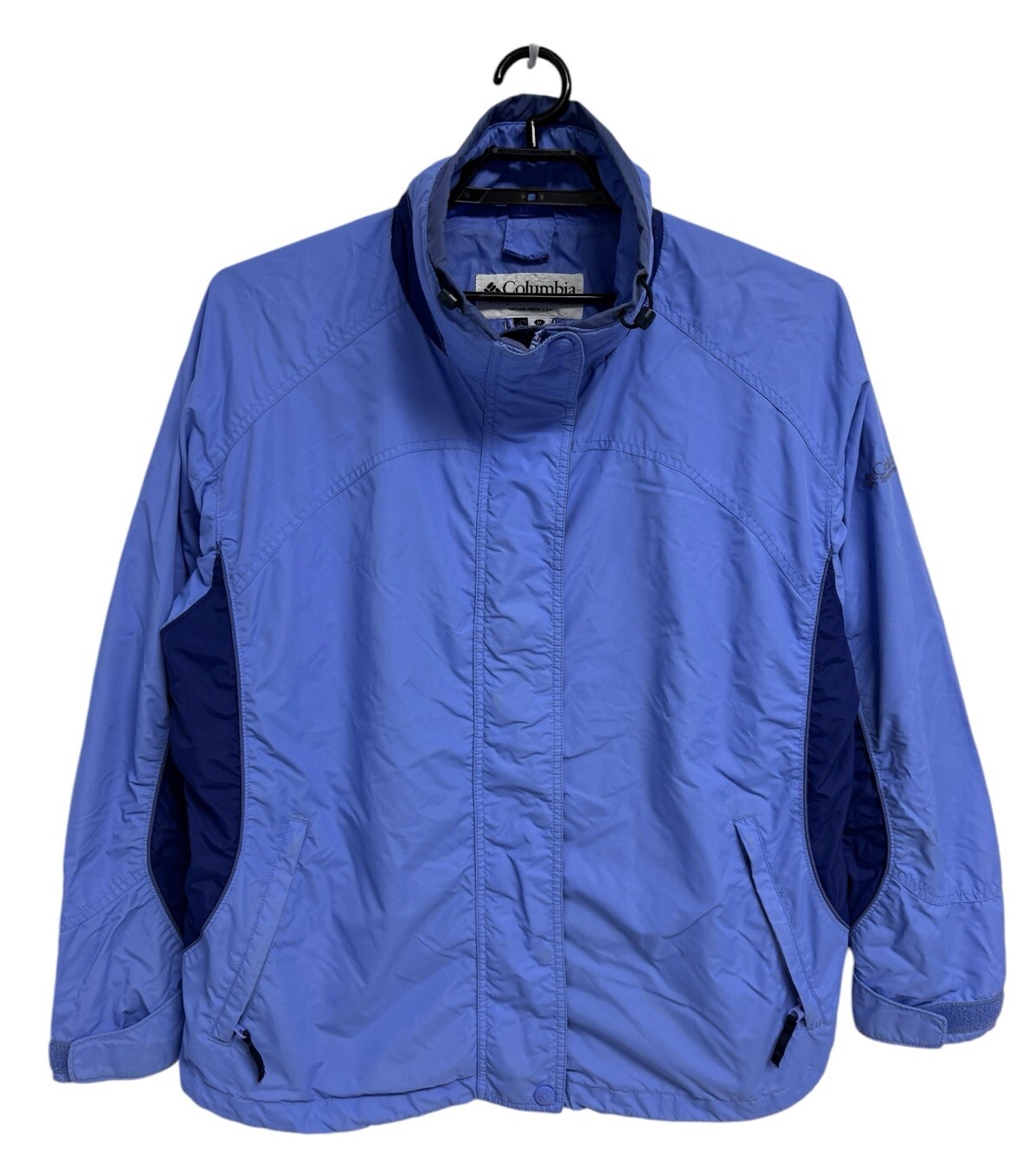 Vintage Columbia Mujer Desmontable Chaqueta con Capucha Azul Cremallera Talla XL