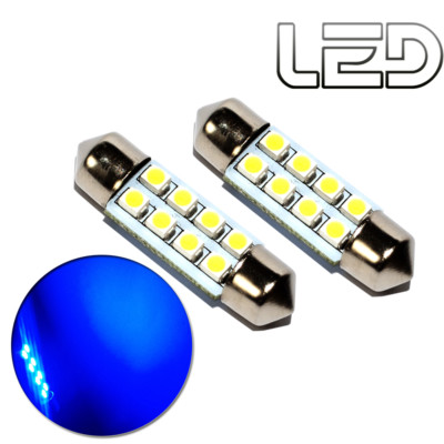 2 Shuttle Bulbs c7w 39MM 39mm 8 LED Blue Cabin Interior Light Floor Hood