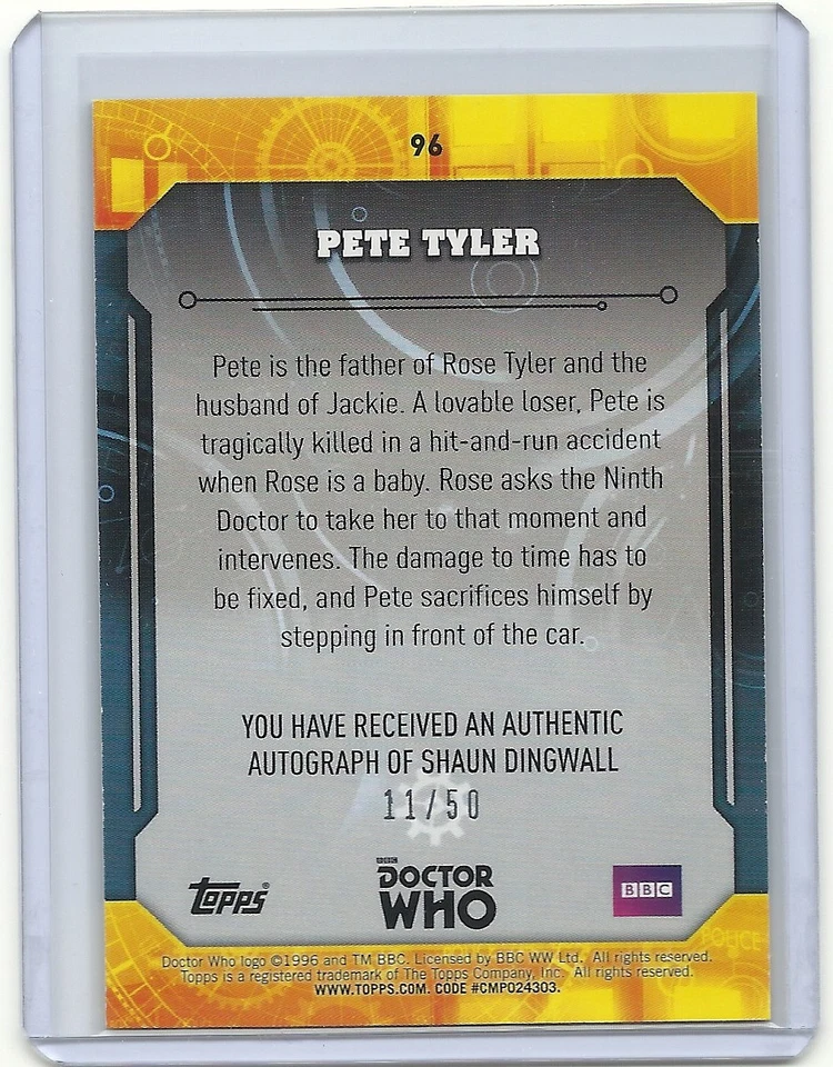 Доктор Кто подпись серии Пит Тайлер Шон Дингуолл автограф карта 96/50 - Изображение 2 из 2