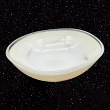 White Art Glass Bowl w Multicolor Splashes Around it  Centerpiece 6”D 2”T