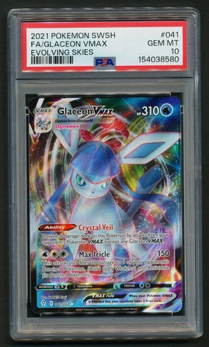 Glaceon VMAX 041/203 Ultra Rare Holo Pokémon 2021 Evolving Skies PSA 10 GEM