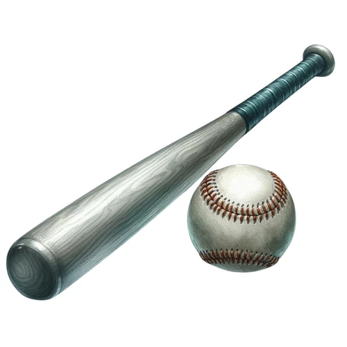 Baseball Bat and Ball Self Adhesive Vinyl Sticker