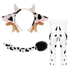 3 Pieces Cow Costume, Costume Cow Headband Ears, Socks, Tail, Animal Costume ...