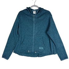 PINK Victoria's Secret Hoodie Womens Large Blue Full Zip Fleece Kangaroo Pockets