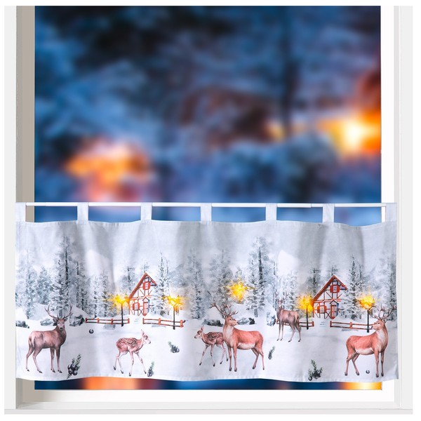 Heimtexland ® Led Scheibengardine Weihnachten Deko Gardine Beleuchtet Typ651-image