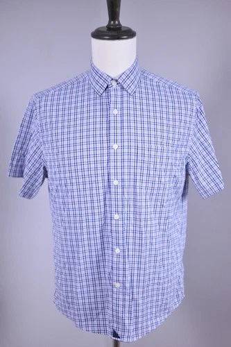 Untuckit Performance Short Sleeve Button Front Shirt Blue Men's Medium M