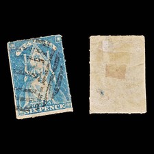 8997: Victoria SG73 6d Blue 1858 Sc#30 Mi12 Used C£18