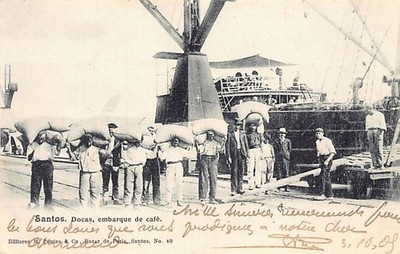 Brasil - SANTOS - Docas - Embarque de Cafè - Ed. Bazar de Paris - M. Pontes & Co