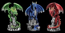 Kleine Drachenfiguren 3er Set - Bunte Welten Eroberer - Fantasy Deko Drachen 