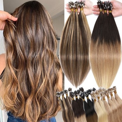 Micro Ring Loop 100% Remy Human Hair Extensions Beads 300S Thick Ombre Full Head