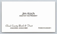 Cloud County Bank & Trust Jim Koch Concordia KS Business Card Vintage