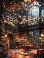 5D Diamond Painting Kits for Adults, Bookshelf Flower House Diamond Art Kits for