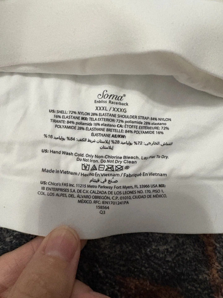 ¡NUEVO SIN ETIQUETAS! ¡Sujetador suave inalámbrico blanco bralette espalda cruzada SOMA Enbliss! Talla XXXL 3XL Foto 2 de 4