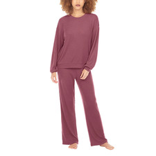 Honeydew Women s 2-Piece Rib Lounge Set, Pink, S