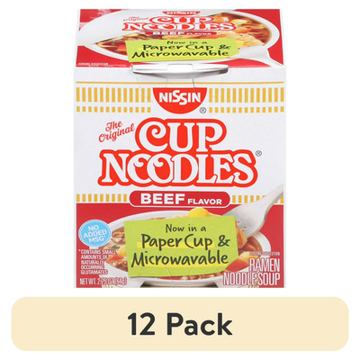 (12 pack) Nissin Foods The Original Cup Noodles Ramen Noodle Soup, Beef Flavor..