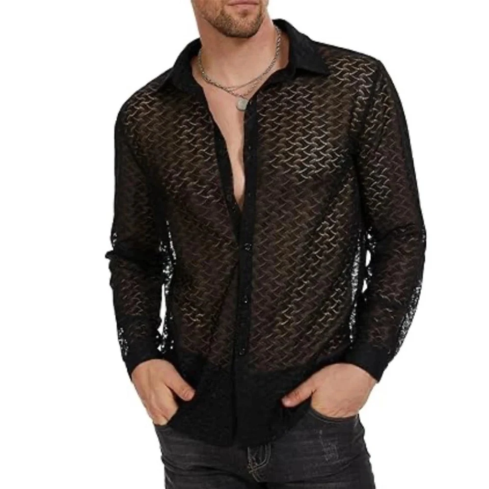 FASHION LIFESTYLE4YOU Fetisch Fashion Männer Sexy Bodysuits Herren Body Shirts Hemd Transparent Club