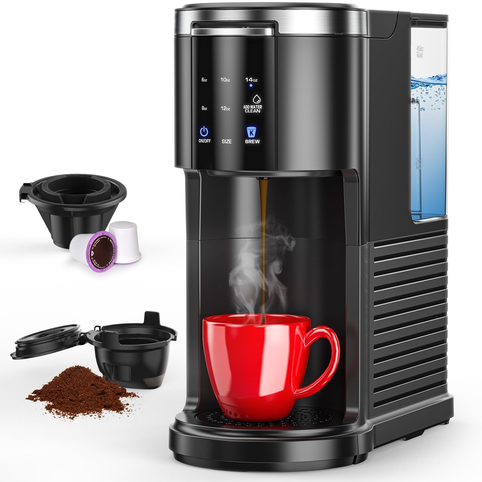 Commercial Single Serve Coffee Maker, K Cup Coffee Brewer for Capsule and Gro...