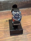 Vintage Timex Sprite Watch 1975 Blue Moire Dial NATO Strap Runs Good 23653