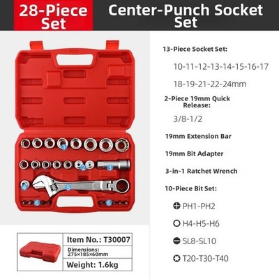 28-teiliges Ratschenschlüssel-Set 10 mm 11 mm 12 mm 13 mm 14 mm 15 mm 16 mm 17