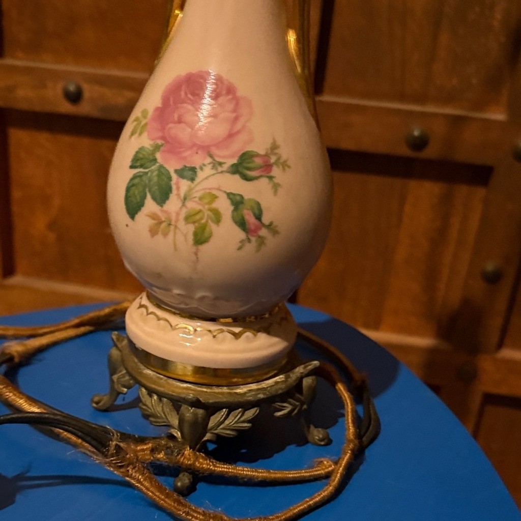 Vintage Floral Lantern with Pink and Green Accents lamp floral pink