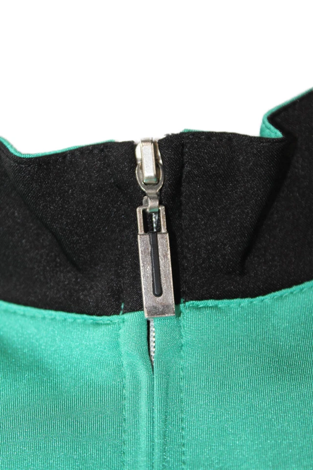 Chaqueta ligera Jamie Sadock para mujer con cremallera frontal cuello falso negra verde mediana Foto 4 de 4