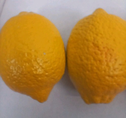 Bright Vtg. Alabaster Stone Fruit Lemon Heavy Wt. Realistic 8 Pc "Please Read" - Picture 7 of 18