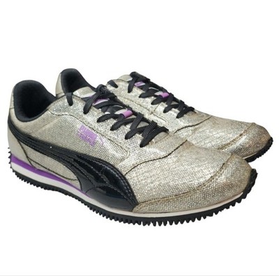 Puma Speeder Shoes Womens Size 6 Silver Athletic Running Sneakers Y2K Glitter