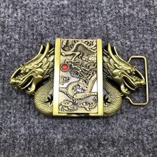 Antique Brushed Dragon Head Belt Buckle with Lighter, Stock in US