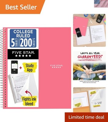 Durable Water-Resistant 5 Subject Notebook + Study App - Prom Pink, 200 Sheets