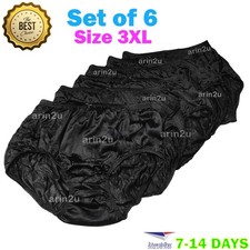 6x Women's High Waisted Underwear Classic Nylon Panties Briefs 3XL Black Color L
