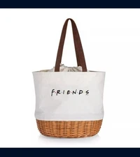 PICNIC TIME Coronado Canvas & Willow Picnic Tote - Friends Edition - Beige - New