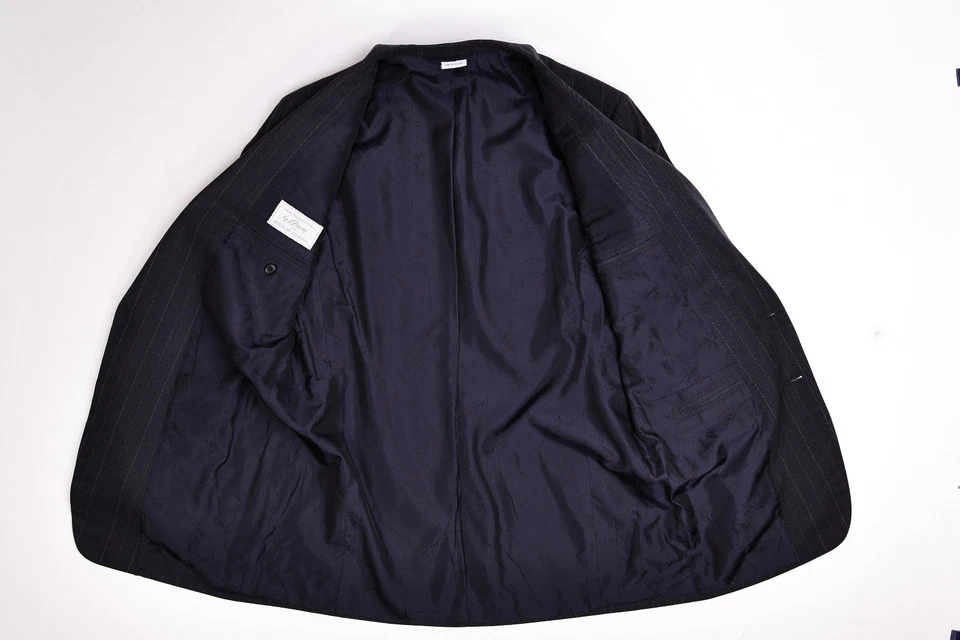 Traje Brioni Lana Carbón Lápiz Rayas 42 L Pantalones Plisados 35x29 Foto 4 de 4